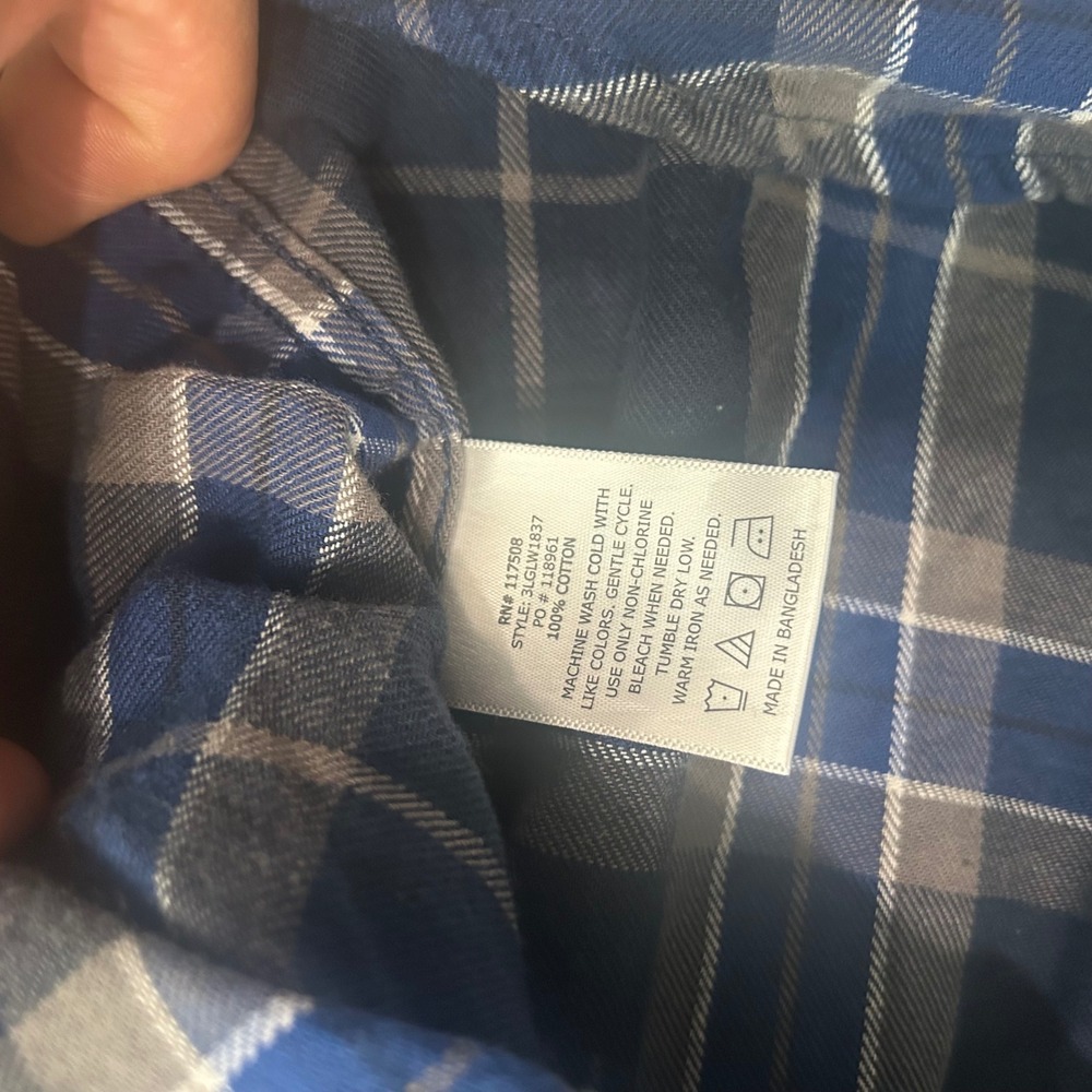 Levis Mens XXL Blue Grey Plaid Flannel Button Down Shirt 3LGLW1837 Long Sleeve - Picture 4 of 4
